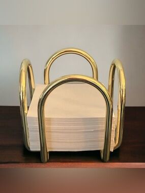 Vintage Brass Plated Art Deco Post It Note Holder Office Decor 4"X4" Square 80's